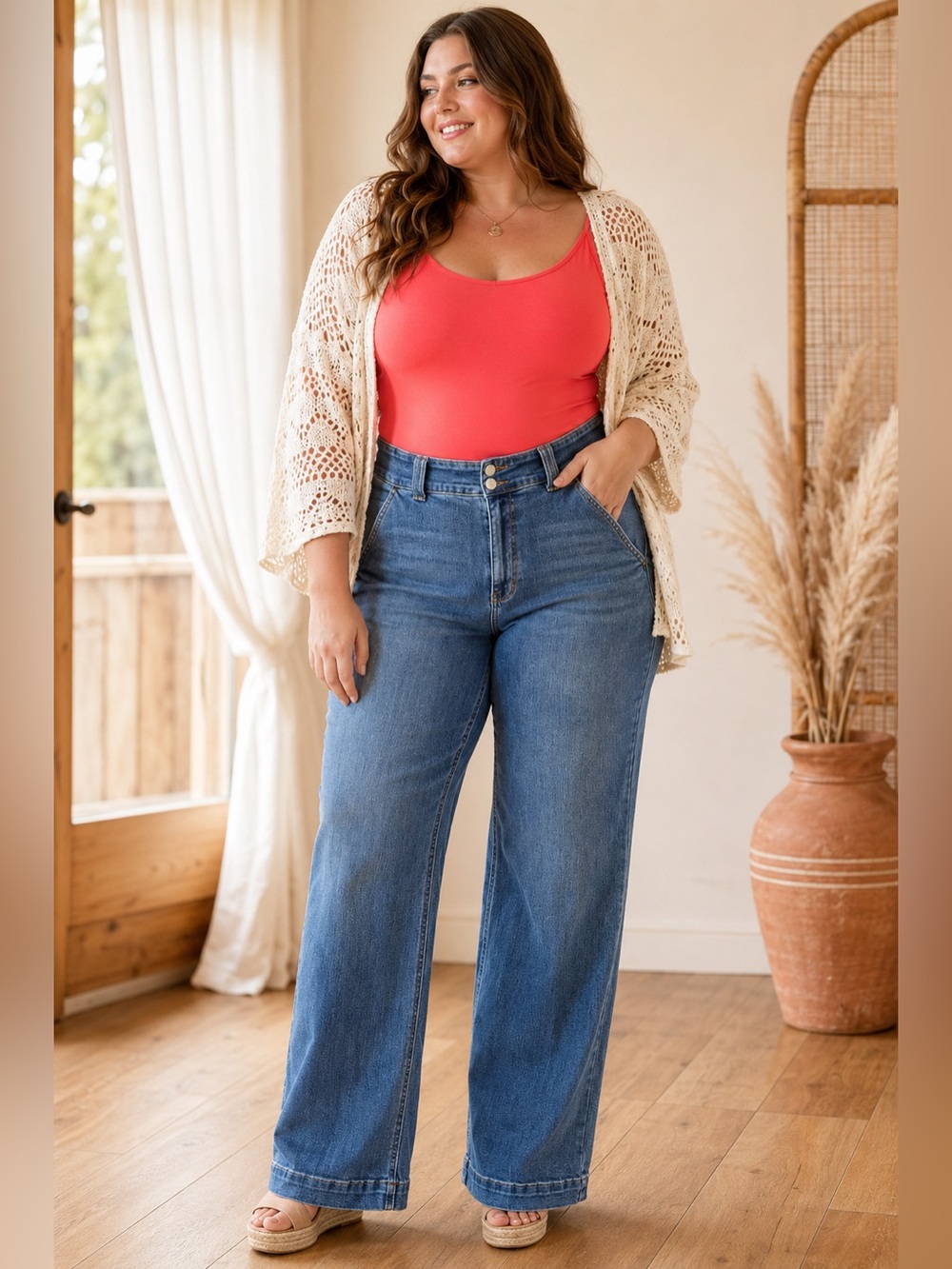 JUDY BLUE High Waist Double Button Wide Leg Jeans EUC